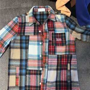 KITH Kids Plaid Shirt Jacket Boys 8/9 Shacket Patchwork Hooded Flannel